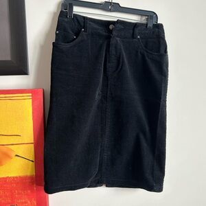 Willi Smith Black Corduroy Midi Skirt